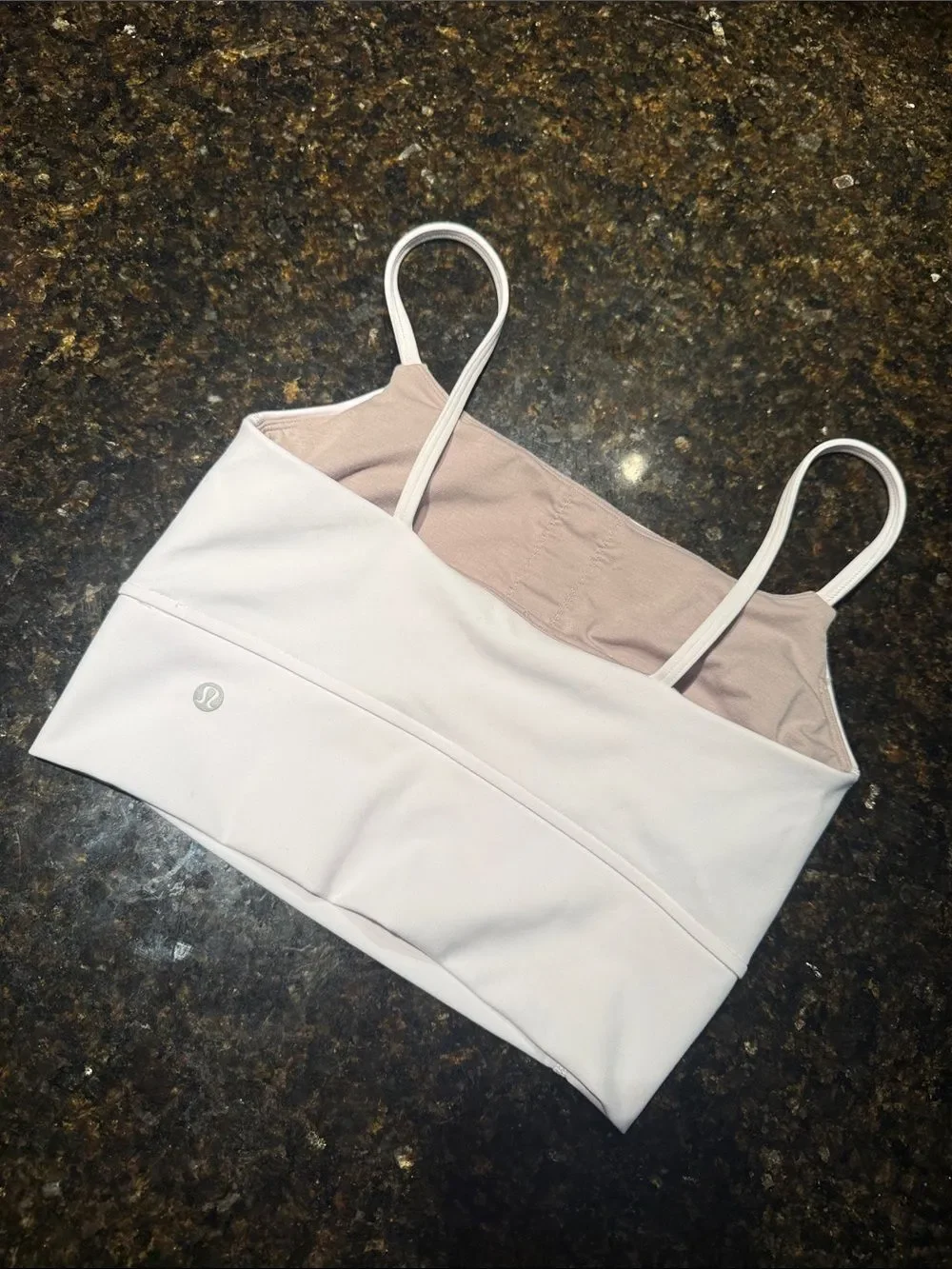 White Cropped Tank Top with Spaghetti Straps - LULULEMON Size 4 - LIKE NEW